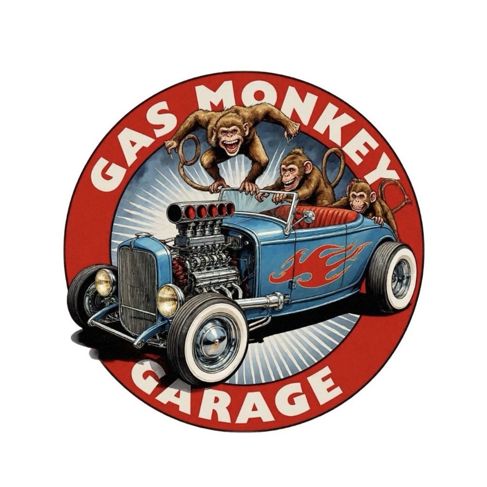 Retro Gas Monkey Garage Hot Rod Car Decal Sticker Tin Metal Signs Home Décor 4x4